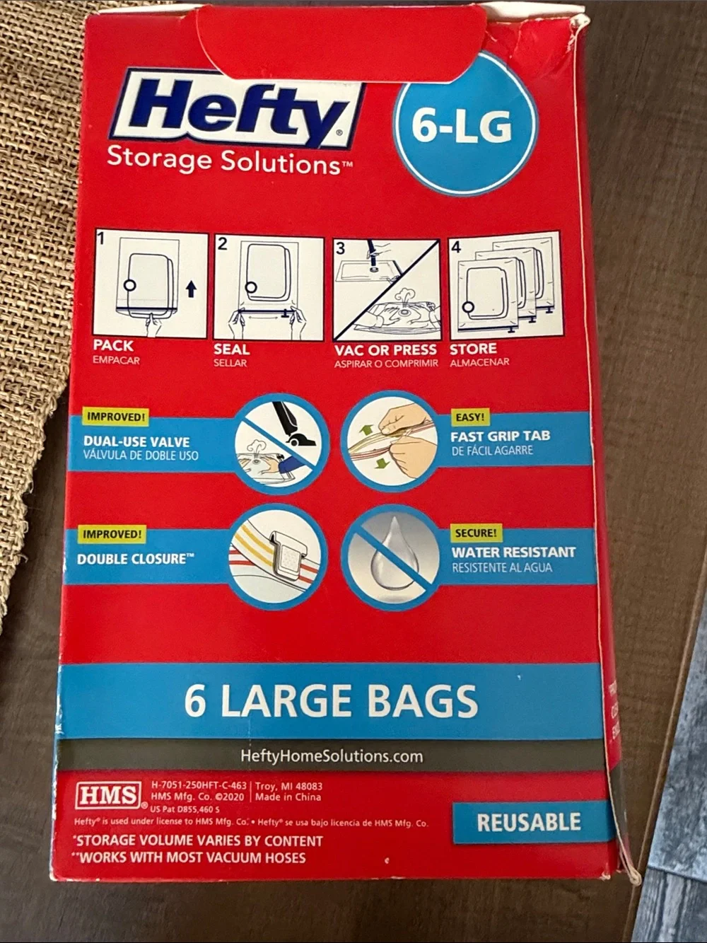Shrink-Pak Vacuum Storage Bags - Large, 6 NIB